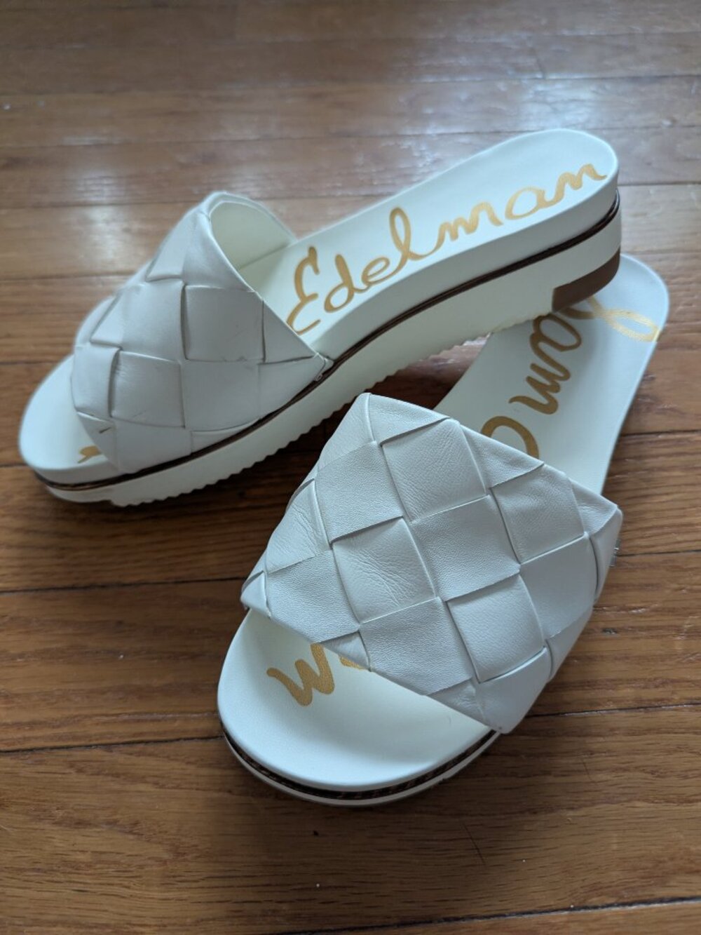 Sam Edelman Adaley Sandals Leather White Slide Women Slip On Platform Size 7.5